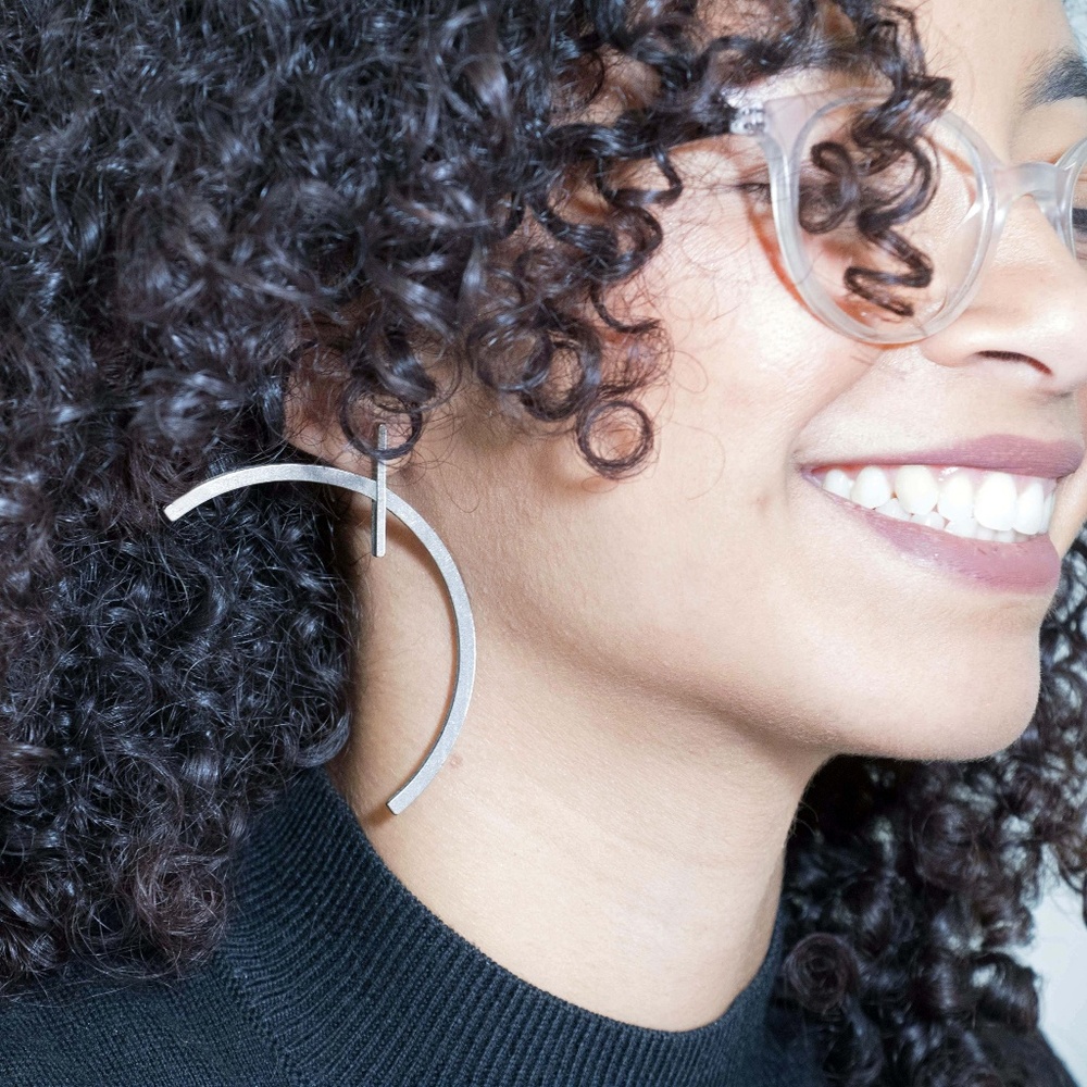 ceka _ metal 3d printed asymmetric earrings